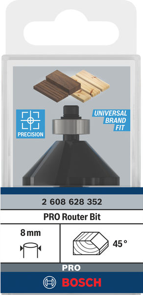 BOSCH Fasefräser, 8 mm, B 11 mm, L 15 mm, G 56 mm, 45°