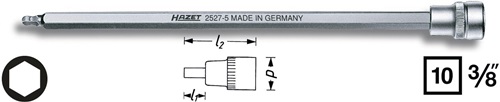 Steckschlüsseleinsatz 2527-8 1/2 Zoll Innen-6-kant SW 8mm L.238mm HAZET