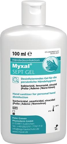 MYXAL Handdesinfektionsgel MYXAL® SEPT GEL 100 ml parfüm-/farbstofffrei 100ml Flasche