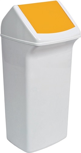 DURABLE Wertstoffsammler 40l H747xB320xT366mm weiß/gelb m.Deckel DURABLE