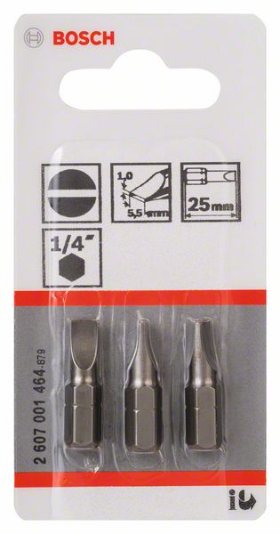 BOSCH Schrauberbit Extra-Hart S 1,0 x 5,5, 25 mm, 3er-Pack