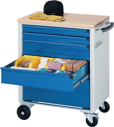 RAU Werkstattwagen Buchenplatte H860xB700xT520mm grau/blau 2x65,2x130,1x260mm