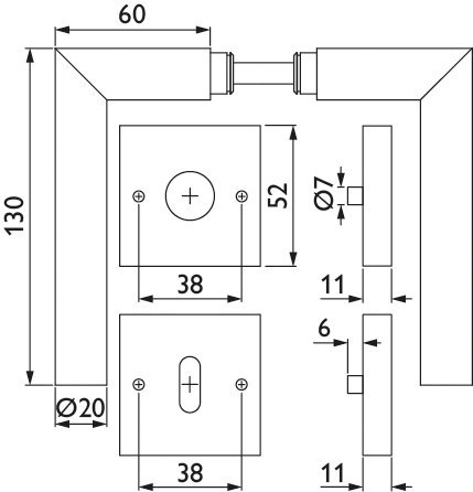 HERMAT Drückergarnitur mit Rosetten BASIC 02 1802/2011.K, Edelstahl HERMAT Drückergarnitur mit Rosetten BASIC 02 1802/2011.K, Edelstahl