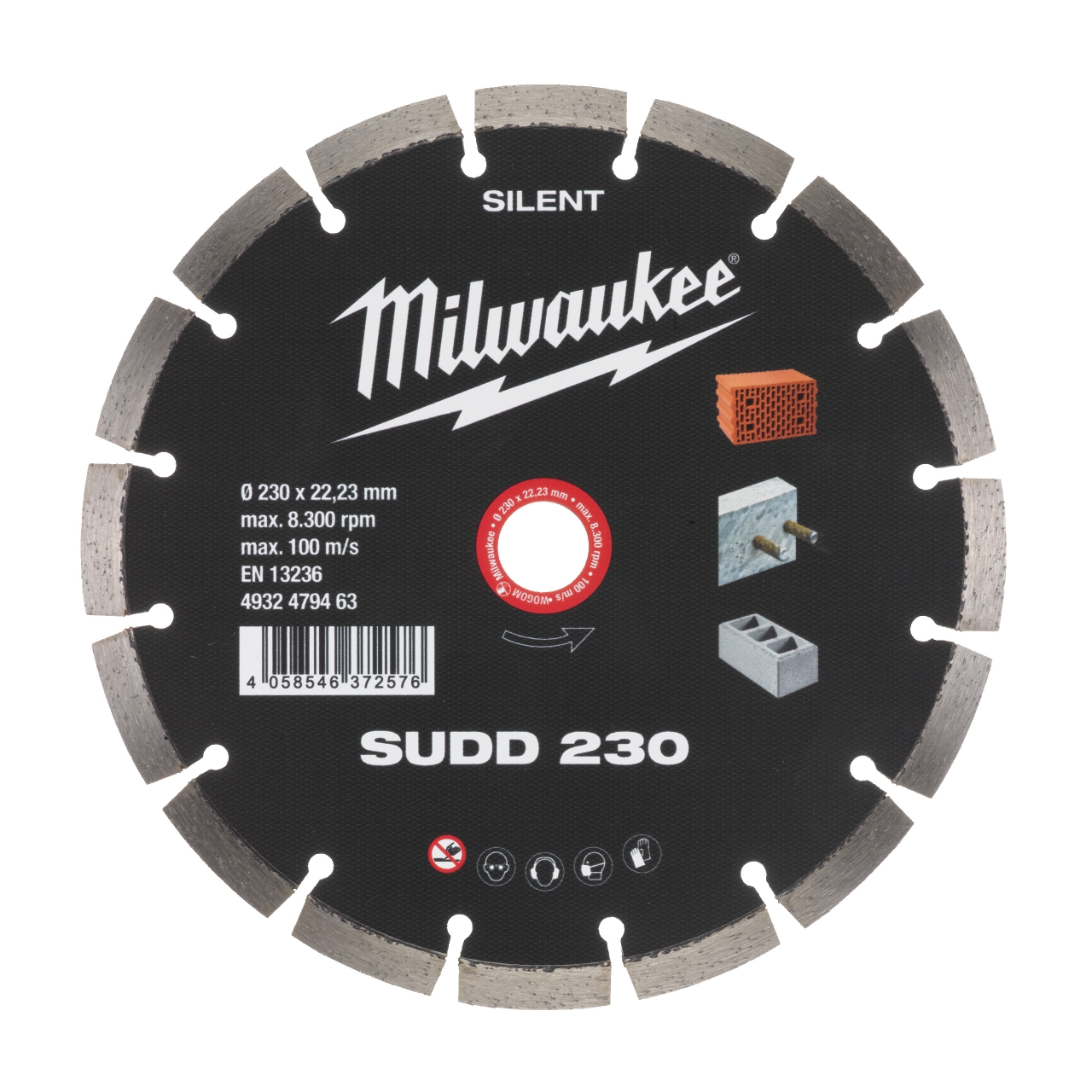 MILWAUKEE für harte Materialien Diamanttrennscheibe Silent SUDD 230 mm