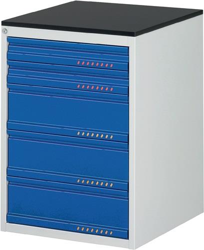 PROMAT Schubladenschrank BK 650 H820xB580xT650mm grau/blau 5Schubl.Einfachauszug PROMAT