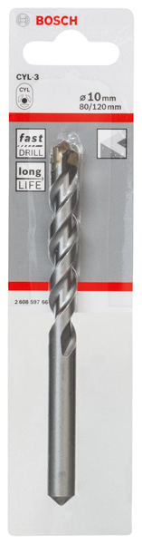 BOSCH Betonbohrer CYL-3, 10 x 80 x 120 mm, d 9 mm, 1er-Pack