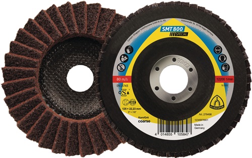 KLINGSPOR Fächerscheibe SMT 800 D.125mm K.coarse 12Grad gewölbt INOX NK KLINGSPOR