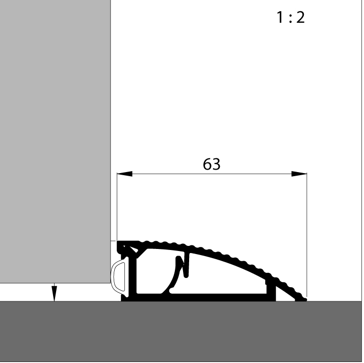 ELLEN Türanschlagschiene AKW z. schrauben Alu silber, Br 63 x H 20 x L 1800mm