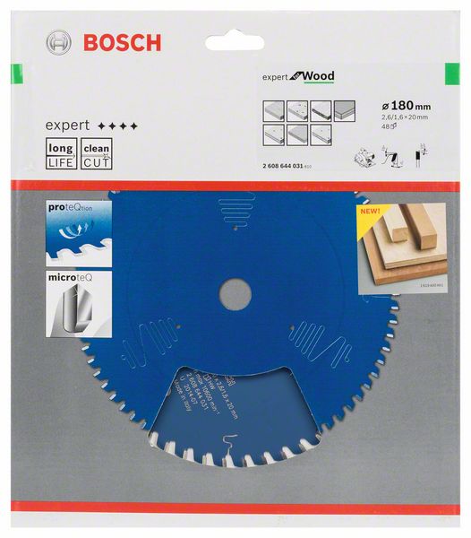 BOSCH Kreissägeblatt Expert for Wood, 180 x 20 x 2,6 mm, 48