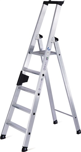 GÜNZBURGER Stufenstehleiter 6 Stufen Alu.Gesamt-H.2050mm m.ergo-pad-Griffzone MUNK