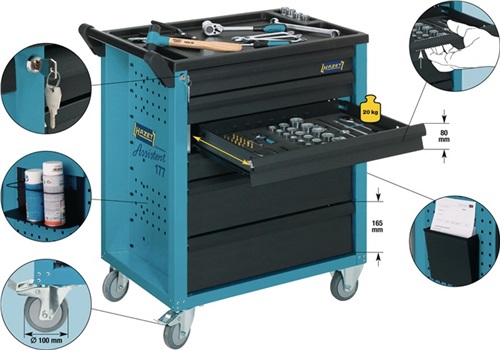 HAZET Wkz.wagen 177 B780xT498xH915mm 7 Schubl.unbestückt Stahlbl.HAZET