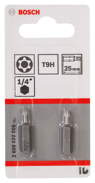 BOSCH Security-Torx-Schrauberbit Extra-Hart T9H, 25 mm, 2er-Pack