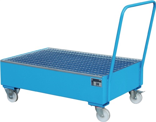 BAUER Auffangwanne Auffangvol.215l L1200xB800xH510mm Stahlbl.m.Gitterrost 2x200l blau