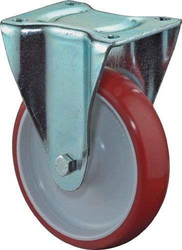 BS ROLLEN Bockrolle D.80mm Trgf.120kg Polyurethan,rot Platte L104xB80mm BS ROLLEN