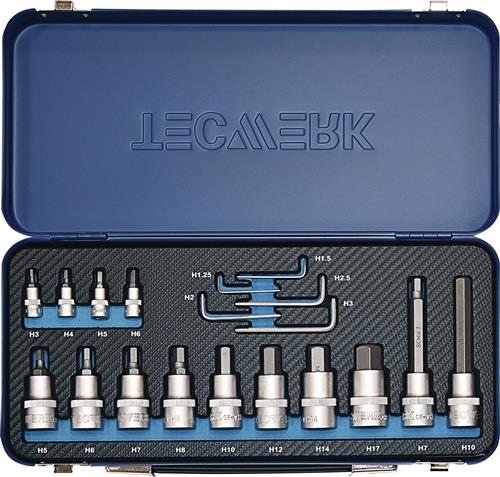 TECWERK Steckschlüsselsatz 19-tlg.1/4+1/2 Zoll 1,25-17mm f.Innen-6-kant TECWERK