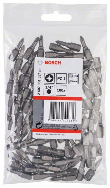 BOSCH Schrauberbit Extra-Hart PZ 1, 25 mm, 100er-Pack