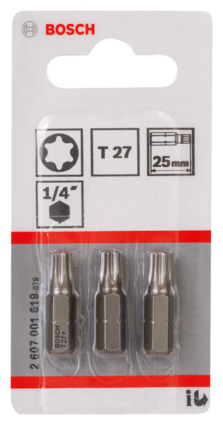 BOSCH Schrauberbit Extra-Hart T27, 25 mm, 3er-Pack