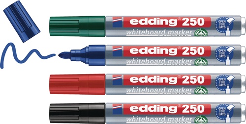 EDDING Whiteboardmarker 250 schwarz/rot/blau/grün Strich-B.1,5-3mm Rundspitze EDDING