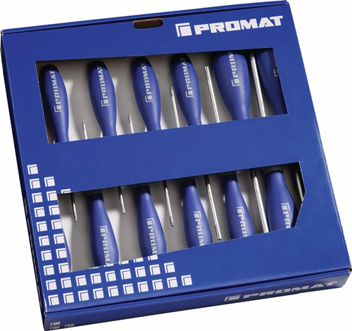 PROMAT Schraubendrehersatz 12-tlg.TORX® Mehrkomponentengriffen Rundkl.PROMAT