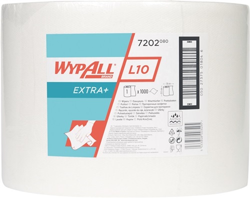 KIMBERLY-CLARK Putztuch WYPALL L10 EXTRA 7202 L380xB235ca.mm weiß 1-lagig,perforiert