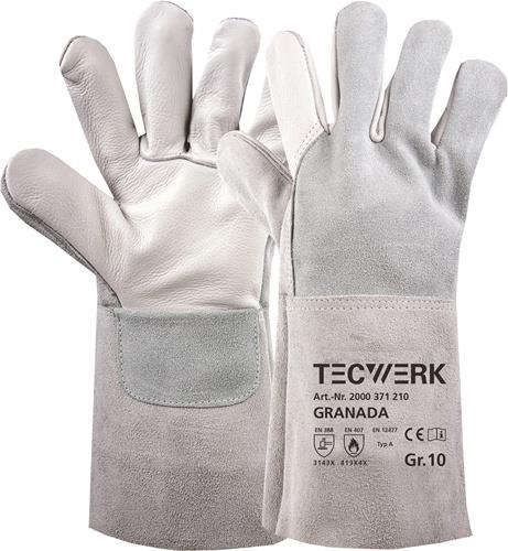 TECWERK Schweißerhandschuhe Granada Gr.10 grau EN 388/407/12477 6PA TW