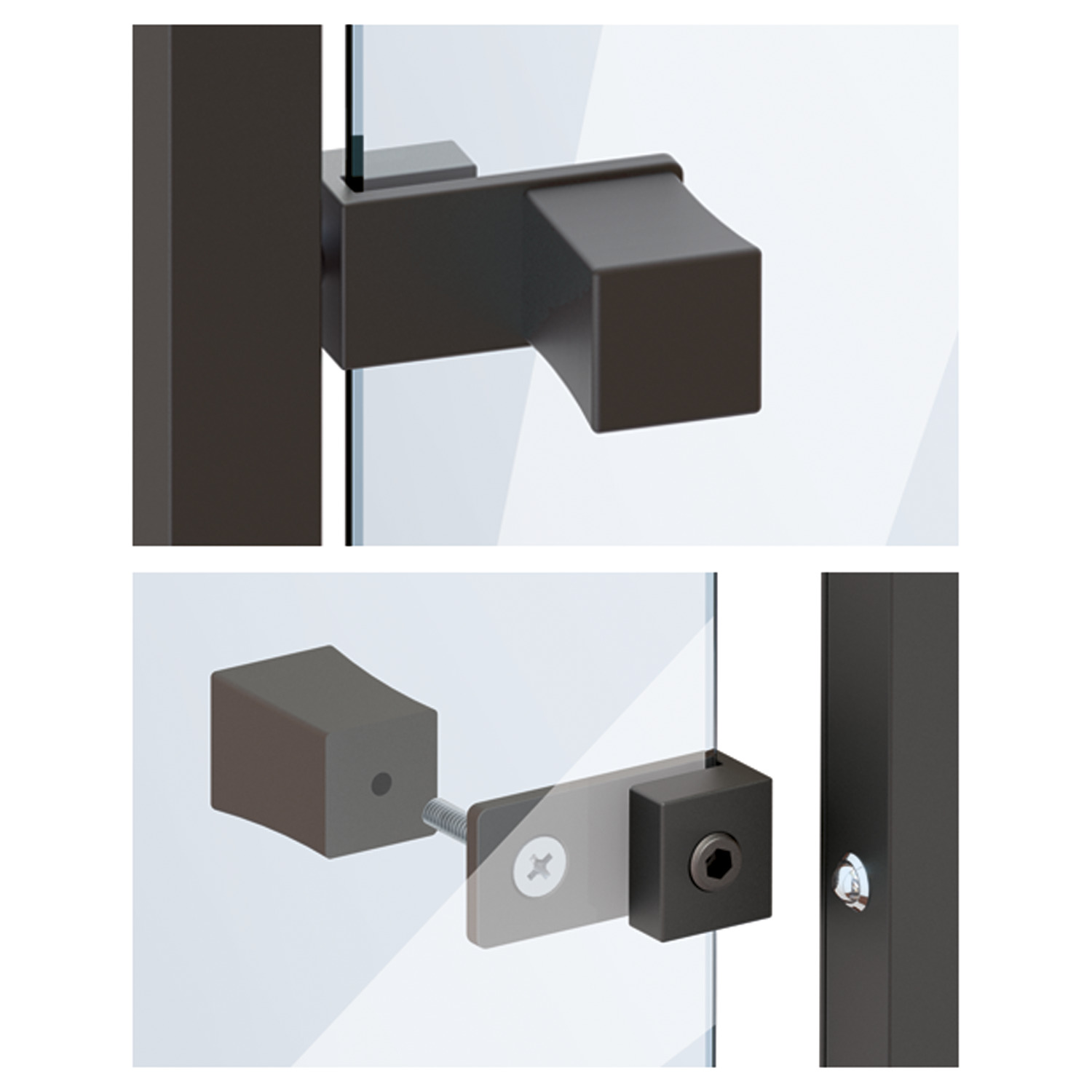 HETTICH Cadro Vitrine Glastür-Adapter für Knöpfe Edelstahl Optik, 9303937