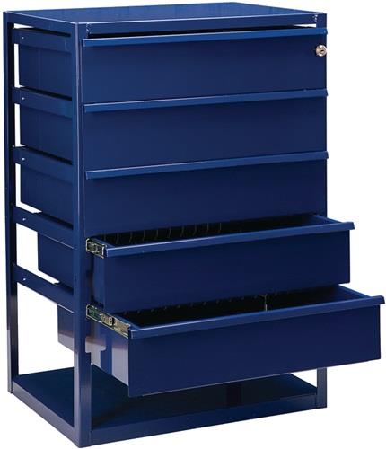 Nordwest Thekenschrank LOGS 190 H795xB540xT390mm 5 Schubl.Fbd.blau RAL 5022 LOGS