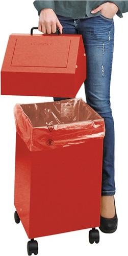 STUMPF Wertstoffsammler 45l H710xB330xT310mm feuerrot fahrbar