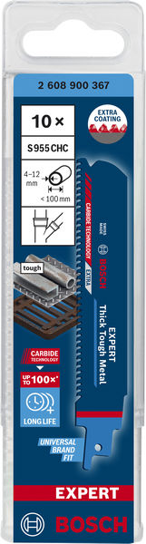 BOSCH EXPERT ‘Thick Tough Metal’ S 955 CHC Säbelsägeblatt, 10 Stück. Für Säbelsägen