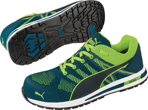 PUMA Sicherheitsschuh Elevate Knit GREEN LOW Gr.46 W.11 blau/grün S1PS ESD FO HRO SR PUMA Sicherheitsschuh Elevate Knit GREEN LOW Gr.46 W.11 blau/grün S1PS ESD FO HRO SR
