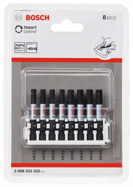 BOSCH Schrauberbit-Set Impact Control, 8-teilig, 4 x H5, 4 x H6, 50 mm