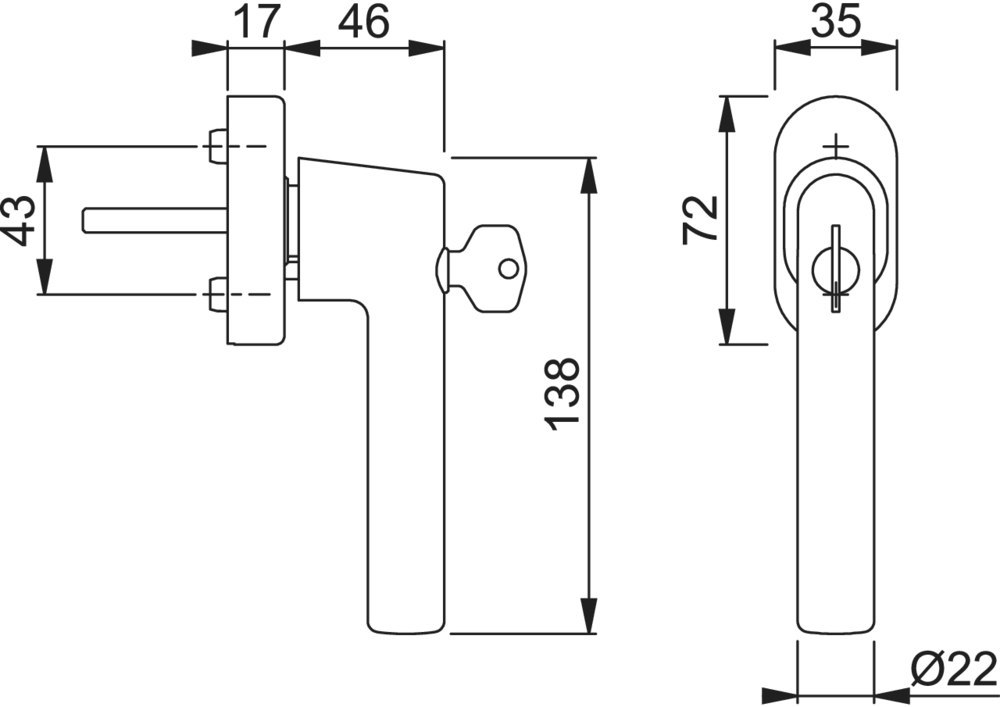 HOPPE® Fenstergriff absperrbar Amsterdam E0400S/UD9056, mit Schrauben, Edelstahl