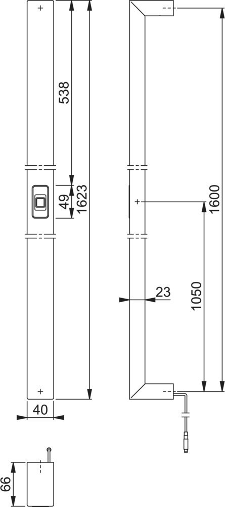 HOPPE Stoßgriff mit Fingerscanner E 5095 BC, Edelstahl, 11964091