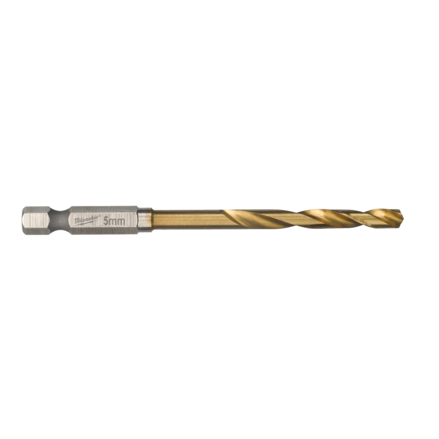 MILWAUKEE 5,0 x 80 mm SHOCKWAVE Metallbohrer HSS-G RED HEX Titan 1/4" 10er Pack
