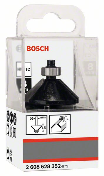 BOSCH Fasefräser, 8 mm, B 11 mm, L 15 mm, G 56 mm, 45°