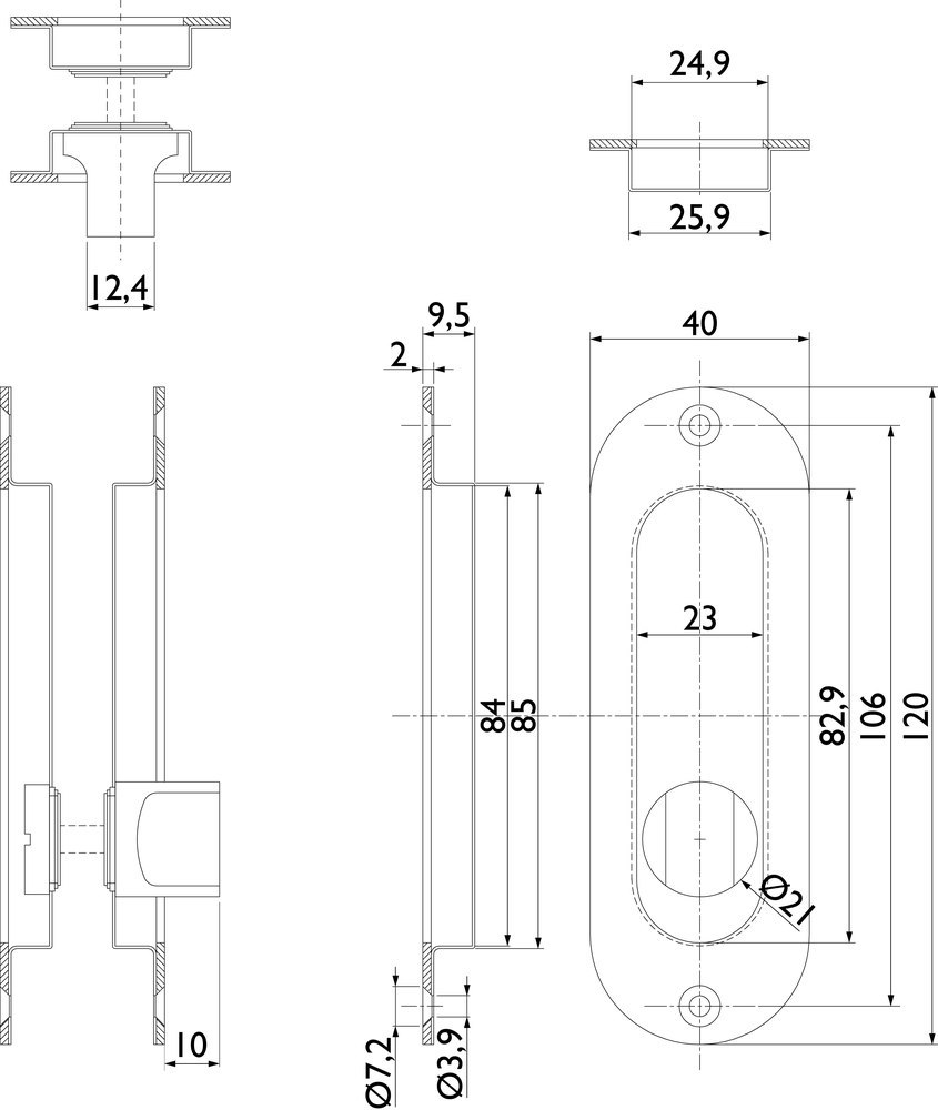 HERMAT Schiebetürmuschel 3657, Edelstahl