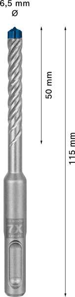 BOSCH EXPERT SDS plus-7X Hammerbohrer, 6,5 x 50 x 115 mm. Für Bohrhämmer
