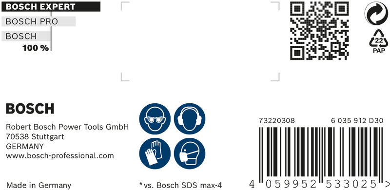 BOSCH EXPERT SDS max-8X Hammerbohrer, 20 x 200 x 320 mm. Für Bohrhämmer