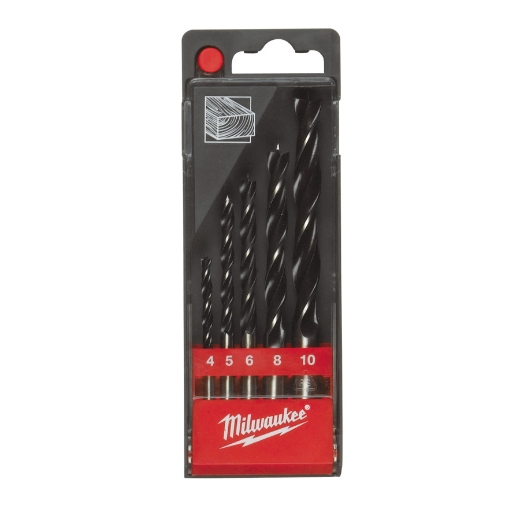 MILWAUKEE 4/5/6/8/10 mm Holzspiralbohrer DIN 7487 E Kassette 5-teilig