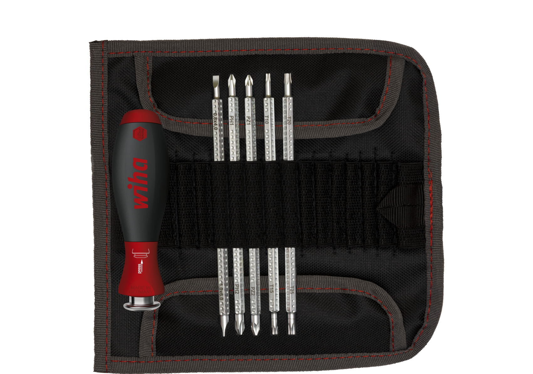 Wiha Schraubendreher mit Wechselklingen Set SYSTEM 6 gemischt 7-tlg. inkl. Rolltasche (32298)