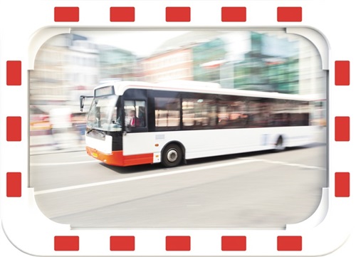 DANCOP Verkehrsspiegel H400xB600mm Kunststoff,rot/weiß 15m DANCOP