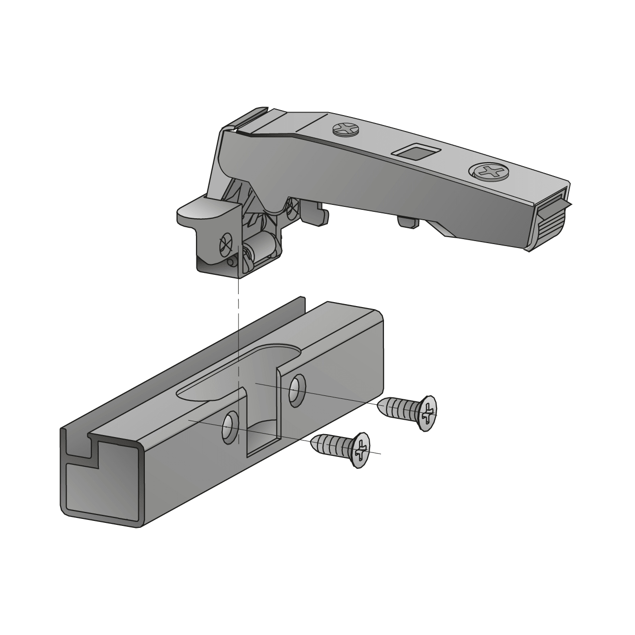 HETTICH Sensys Alurahmenscharnier mit integrierter Dämpfung (Sensys 8638i), vernickelt, 9072526 HETTICH Sensys Alurahmenscharnier mit integrierter Dämpfung (Sensys 8638i), vernickelt, 9072526