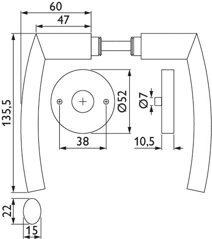 HERMAT Drückergarnitur ohne Schlüsselrosetten BASIC 07 1807/2036.K, Edelstahl