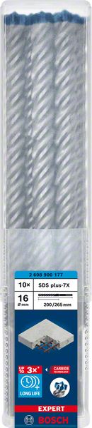 BOSCH EXPERT SDS plus-7X Hammerbohrer, 16 x 200 x 265 mm, 10-tlg.. Für Bohrhämmer