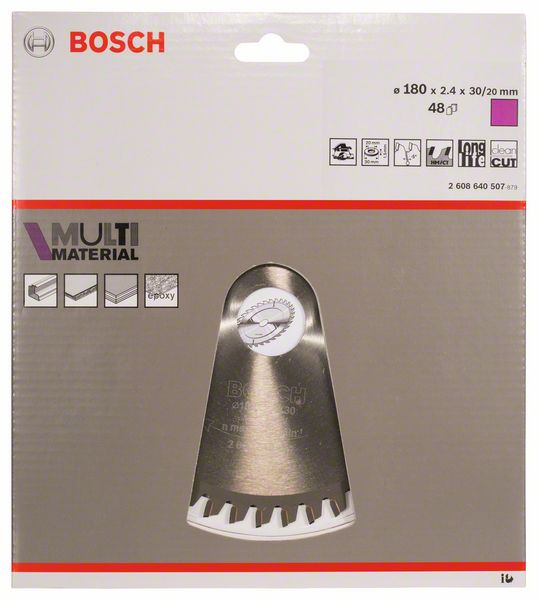 BOSCH Kreissägeblatt Multi Material, 180 x 30/20 x 2,4 mm, 48