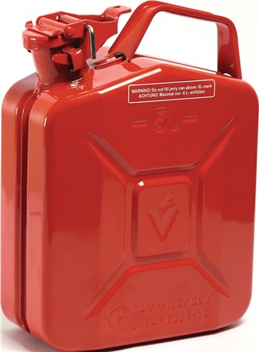 VALPRO Kraftstoffkanister 5l Feuerrot RAL 3000 Stahlbl.0,9mm L230xB120xH310mm VALPRO