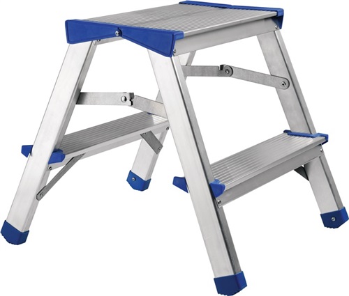 Nordwest Klapptritt Stufen 2 Plattform-H.390mm Alu.m.Anti-Rutsch-Riffelung