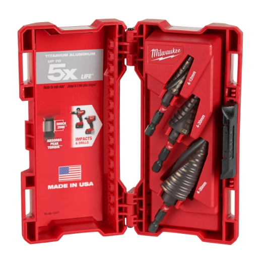MILWAUKEE 3-teiliges Set SHOCKWAVE Stufenbohrer Set