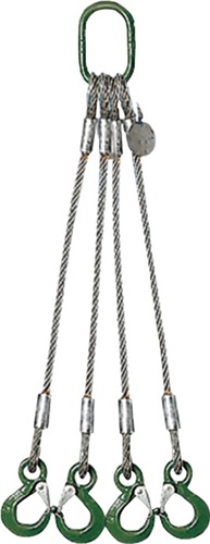 KAYSER Drahtseil-Krangeschirr 4-strängig m.Ovalr.u.4 Ösenh.L1000xD12mm Trgf.2300kg