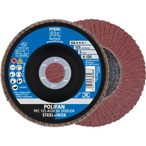 PFERD Fächerscheibe POLIFAN A SG STEELOX D.125mm K.120 kon.INOX NK PFERD